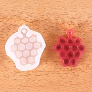 DIY Honeycomb Silicone Pendant Molds, Resin Casting Molds, For UV Resin, Epoxy Resin Jewelry Making, White, 43x38x8mm, Hole: 3mm, Inner Diameter: 36x31mm(DIY-C013-06)
