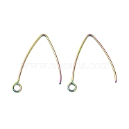 Ion Plating(IP) 304 Stainless Steel Earring Hooks, Ear Wire, with Horizontal Loop, Rainbow Color, 29~30x20x0.9mm, Hole: 2mm, 19 Gauge, Pin: 0.9mm(STAS-F191-02M-B)