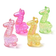 Electroplate Transparent UV Plating Acrylic Pendants, Iridescent, Giraffe Charms, Mixed Color, 49.5x24x17.5mm, Hole: 3.5mm(OACR-I014-20)