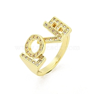Word LOVE Brass Micro Pave Clear Cubic Zirconia Finger Rings, Long-Lasting Plated, Golden, US Size 6(16.5mm)(RJEW-G309-11G)
