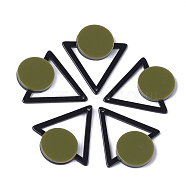 Cellulose Acetate(Resin) Pendants, Triangle with Flat Round, Olive, 42.5x37x4mm, Hole: 1.5mm(KY-S158-35B)