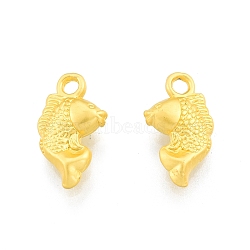 Alloy Pendants, Goldfish Charms, Matte Gold Color, 14.5x8.5x3.5mm, Hole: 1.6mm(FIND-A017-49MG)