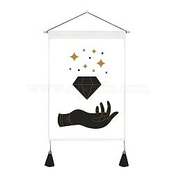 Tarot Pattern Polyester Wall Hanging Tapestry, Vertical Tapestry, with Wood Rod & Iron Traceless Nail & Cord, for Home Decoration, Rectangle, Diamond Pattern, 500x350mm(WICR-PW0001-27B)