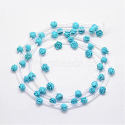 Synthetic Turquoise Beads, Rose, 8x6~7mm, Hole: 1mm(G-O156-A-15)