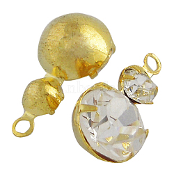 Brass Rhinestone Pendants, Gourd, Golden, about 8.5mm wide, 17mm long, hole: 1.2mm(X-RSB336-G)