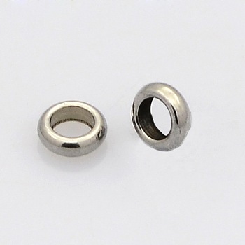 Ring 304 Stainless Steel Spacer Beads, Metal Findings for Jewelry Making Supplies, Stainless Steel Color, 5x2mm, Hole: 3mm