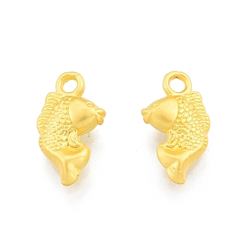 Alloy Pendants, Goldfish Charms, Matte Gold Color, 14.5x8.5x3.5mm, Hole: 1.6mm
