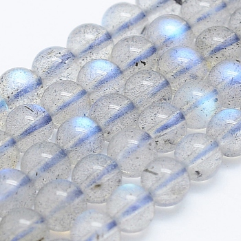 Natural Labradorite Beads Strands, Round, 5mm, Hole: 1mm, about 84pcs/strand, 15.7 inch(40cm)