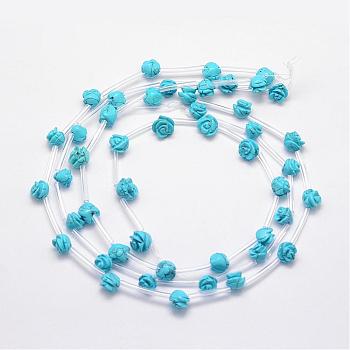 Synthetic Turquoise Beads, Rose, 8x6~7mm, Hole: 1mm