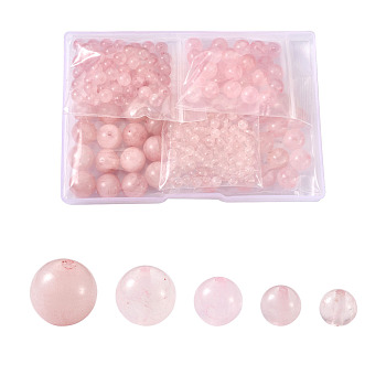 Pandahall Natural Round Loose Gemstone Rose Quartz Beads, 4mm/6mm/8mm/10mm/12mm, Hole: 0.8~1mm, 225pcs/box