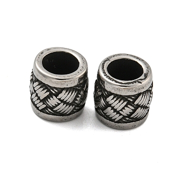 Column 304 Stainless Steel European Beads, Large Hole Beads, Antique Silver, Braided, 10x10mm, Hole: 6mm