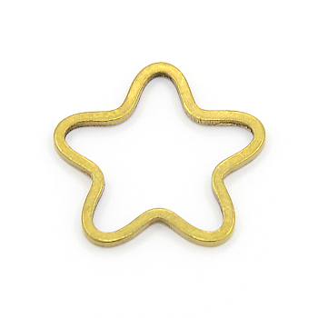 Brass Chain Links, Star, Unplated, Nickel Free, 16x16x1mm