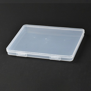Rectangle Polypropylene(PP) Plastic Boxes, Bead Storage Containers, with Hinged Lid, Clear, 20x12x1.7cm, Inner Diameter: 11.5cm