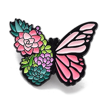 Flower Animals Alloy Enamel Pin Brooches, for Backpack Clothes, Butterfly, 27x35x1.4mm