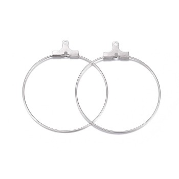 316 Surgical Stainless Steel Hoop Earring Findings, Ring, Stainless Steel Color, 21 Gauge, 35.5x31~32x0.7mm, Hole: 1mm