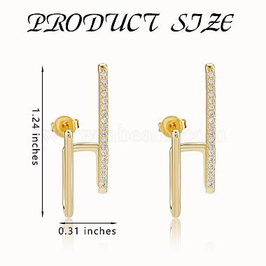 Gold Hoop Earrings Studs 18K Gold Plated Open C Shape Hoop Earrings Studs Simple Hypoallergenic Dainty CZ Studs Jewelry Gift for Women(JE1074A)-2