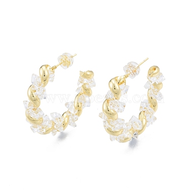 Clear Cubic Zirconia Twist C-shape Stud Earrings(EJEW-P205-08G)-2