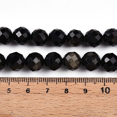 Natural Golden Sheen Obsidian Beads Strands(G-S345-10mm-20)-5