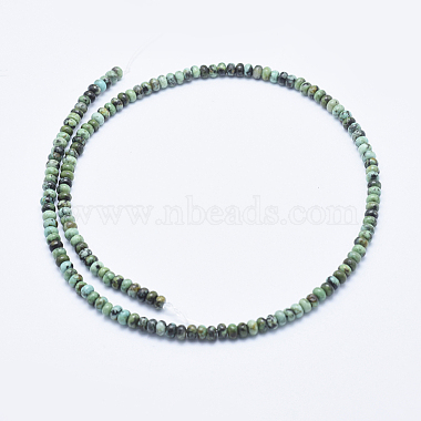 Brins de perles turquoises africaines naturelles (jaspe)(G-E444-49-4mm)-2