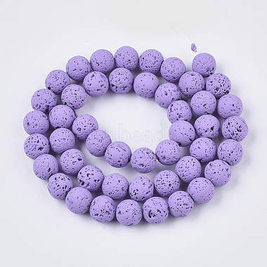 Spray Painted Natural Lava Rock Beads Strands(G-N0324-B-06)-2
