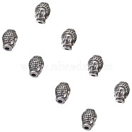 304 Stainless Steel Beads, Ion Plating (IP), Buddha's Head, Antique Silver, 10x13x9mm, Hole: 3mm, 6pcs/box(STAS-UN0007-10AS)