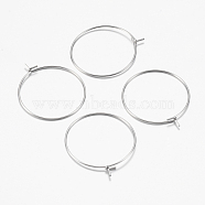 316 Surgical Stainless Steel Hoop Earrings Findings, Wine Glass Charms Findings, Stainless Steel Color, 29x25x0.7mm, 21 Gauge(STAS-I097-050C)