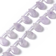 Natural Lepidolite Beads Strands, Top Drilled Beads, Faceted, Teardrop,  12x8x4mm, Hole: 0.7mm, about 32pcs/strand, 15.08~15.24 inch(38.3~38.7cm)(G-G805-B18)