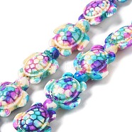 Synthetic Turquoise Dyed Beads Strands, Fuel Injection Effect, Sea Turtle, Deep Sky Blue, 17~18x14~14.5x7mm, Hole: 1.6mm, about 22~23pcs/strand, 14.96''~15.35''(38~39cm)(G-P507-05C)