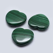 Natural Malachite Beads, Half Drilled, Heart, 20x20x5mm, Hole: 1mm(G-F571-09)