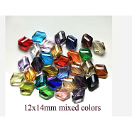 Imitation Austrian Crystal Beads, Grade AAA, Faceted, Rhombus, Mixed Color, 14~14.5x12x5~7mm, Hole: 0.9~1mm(SWAR-F080-12x14mm-M)