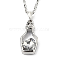 Alloy Resin Pendant Necklaces, with Cable Chains, Bottle with Heart, Platinum, White, 16.73 inch(42.5cm)(NJEW-B0003-01P)