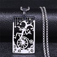 304 Stainless Steel Pendant Necklaces, Joker Card, Stainless Steel Color, 19.29 inch(49cm)(NJEW-K253-23P)