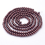 Glass Pearl Beads Strands, Pearlized, Round, Saddle Brown, 4mm, Hole: 0.8~1mm, about 216pcs/strand, 32 inch(X-HY-4D-B40)