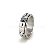 Stainless Steel Rotating Finger Ring, Fidget Spinner Ring for Calming Worry Meditation, Cross, US Size 10(19.8mm)(PW-WG33260-26)
