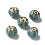 Handmade Porcelain Beads, Rondelle, Steel Blue, 12~12.5x10mm, Hole: 2.5mm(PORC-L080-H07)