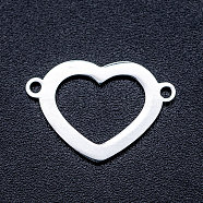 201 Stainless Steel Links connectors, Heart, Stainless Steel Color, 12.5x18x1mm, Hole: 1.2mm(STAS-T046-JA365-1)
