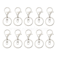 10Pcs Alloy Split Key Rings, Keychain Clasp Findings, Platinum, 66mm, about 10pcs/bag(KK-YW0002-01P)