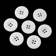 Resin Buttons, Dyed, Flat Round, White, 25x3mm(RESI-D033-25mm-01)