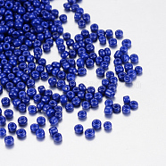 Baking Paint Glass Seed Beads, Royal Blue, 12/0, 1.5~2mm, Hole: 0.5~1mm, about 3333pcs/50g, 50g/bag, 18bags/2pounds(SEED-US0003-2mm-01)