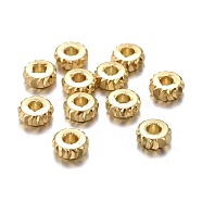 Brass Spacer Beads, Long-lasting Plated, Fancy Cut, Flat Round, Golden, 5x2mm, Hole: 1.8mm(KK-K249-03A-G)