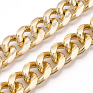 Aluminum Curb Chains, Diamond Cut Cuban Link Chains, Unwelded, Light Gold, 16.5x13x4mm(CHA-N003-24KCG)