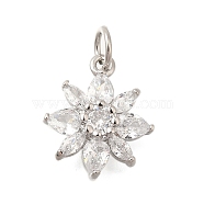 Rack Plating Brass Micro Pave Cubic Zirconia Pendants, Lead Free & Cadmium Free, Long-Lasting Plated, Snowflake, Platinum, 15x13x4.5mm, Hole: 3.5mm(KK-I716-01P-02)