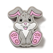 Silicone Beads, Rabbit, Gainsboro, 28.5x24x9mm, Hole: 2.5mm(SIL-Z010-02B)
