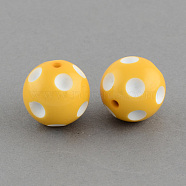 Bubblegum Opaque Acrylic Round Beads, Gold, 20mm, Hole: 2mm(MACR-R527-20mm-13)