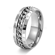 Rotatable Titanium Steel Finger Ring, Viking Runes for Men's, Stainless Steel Color, US Size 11(20.6mm)(PW-WG0C89D-06)