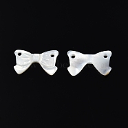 Natural White Shell Connector Charms, Bowknot, 10.5x18x2mm, Hole: 1.6mm(SSHEL-N003-141)