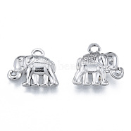 201 Stainless Steel Pendants, Elephant, Stainless Steel Color, 13.5x15.5x3mm, Hole: 1.6mm(STAS-N098-193P)