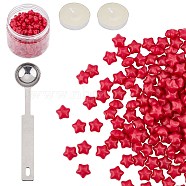 CRASPIRE DIY Scrapbook Crafts, Including Star Sealing Wax Particles, Stainless Steel Spoons, Column Sponge Mat and Candles, Red, 9mm, 205pcs/set(DIY-CP0002-07)