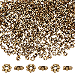 Elite 300Pcs Tibetan Style Alloy Beads Daisy Spacer Beads, Granulated Beads, Antique Bronze, 6x2mm, Hole: 1.5mm(TIBEB-PH0005-05AB)