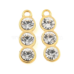 304 Stainless Steel Pendants, with Rhinestone, Pea Charms, Real 14K Gold Plated, Crystal, 21x6x4mm, Hole: 1.8mm(STAS-L080-023G-01)